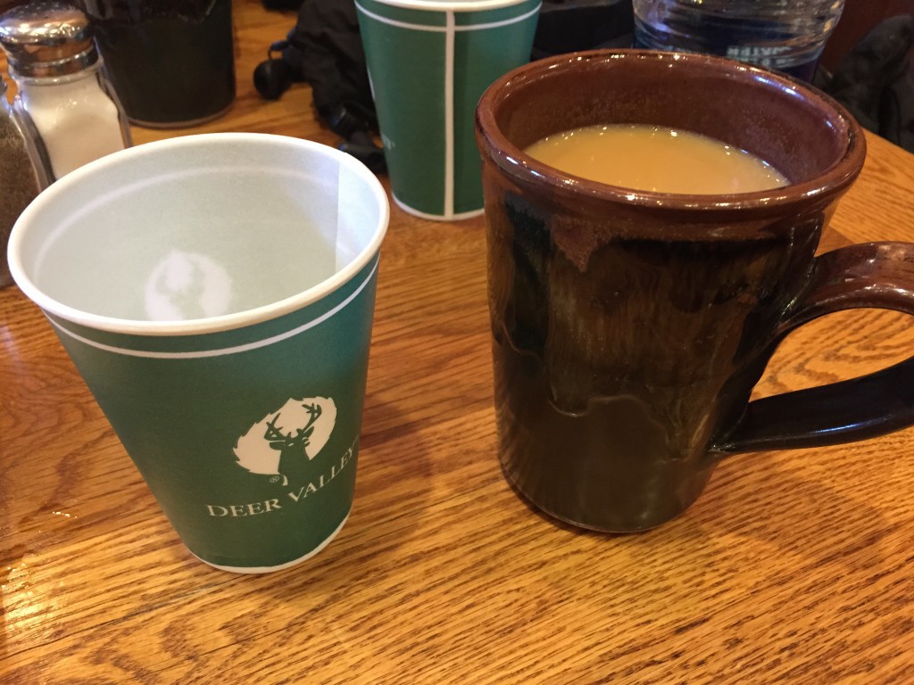 Coffee at Deer Valley is served in real mugs!